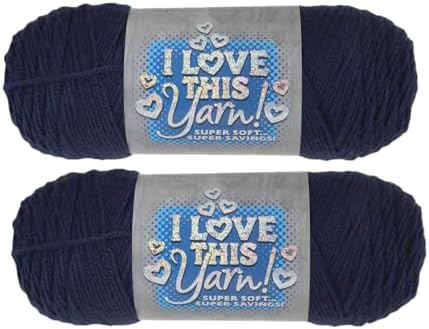 Hobby Lobby I Love This Yarn, 100% Acrylic, 90 Navy, Set of 2