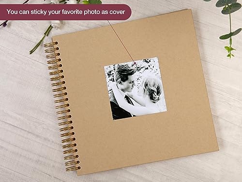 potricher 12 x 12 Inch Large DIY Scrapbook Photo Album 80 Pages, Yellow | Thick Kraft Paper Scrap Book Photo Albums, Memory Book for Wedding, Anniversary, Baby, Family, Travel, DIY Projects