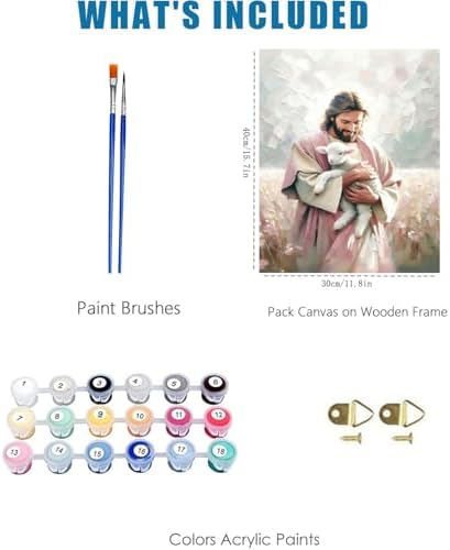 Jesus Paint by Numbers Kit for Adults Framed Canvas 12X16 in, Frameworkless