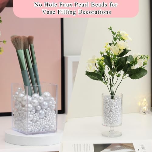 2200PCS Pearls for Crafting, White No Hole Beads for Centerpieces Vases, 9 Sizes Bulk Fake Pearls Beads for Vase Filler, Candles Centerpiece, DIY Crafts, Jewelry Making (4/6/8/10/12/14/16/18/20mm)