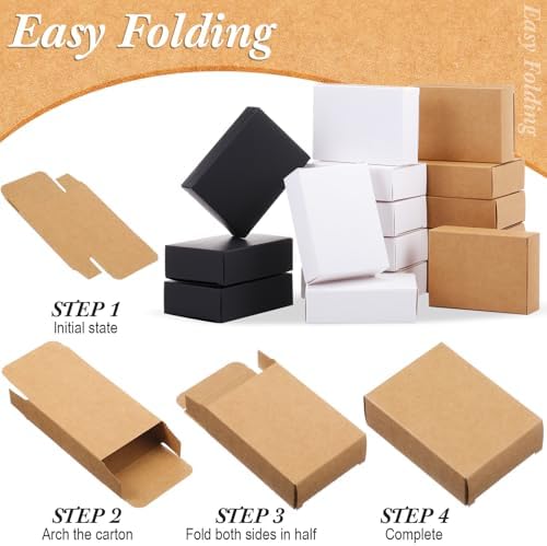 Gersoniel Kraft Soap Boxes Soap Making Kit, 100 Pcs, Brown, Black, White