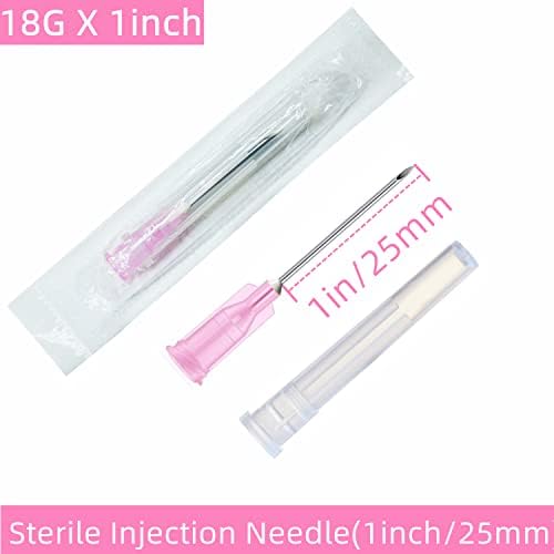 300 Pack 18Ga 1 Inch Sterile Disposable Injection Needle with Cap for Scientific and Industrial Dispensing Needl Accessories
