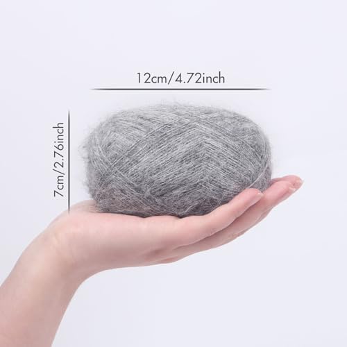 NICEEC 2 Skeins Long Pile Mohair Yarn 2.82oz/788yds - Grayish