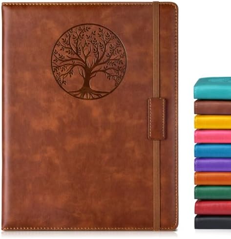 Biuwory Leather Journal Notebook, 256 Thick Lined Pages, Hardcover 8.6"×11" | A4 Large Vintage Journal for Women Men,Work,School,Business,Travel Diary,Note taking,College Ruled Writing,Daily Journaling
