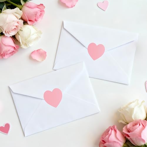 Anwyll Heart Stickers - 500Pcs 1Inch Valentines Day Heart Stickers Pink Heart Shape Sticker for Reward Classroom Self Adhesive Love Incentive Sticker for Envelope Seal Card Birthday Wedding Favors
