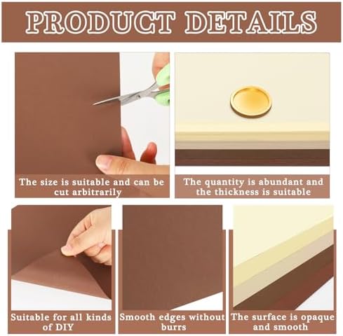 Whaline 50 Sheets 12 x 12 Inch Assorted Brown Colored Card Stock Paper 5 Earth Tones Colors Solid Core Scrapbook Paper for DIY Boho Arts Crafts Making Supplies, 65Lb