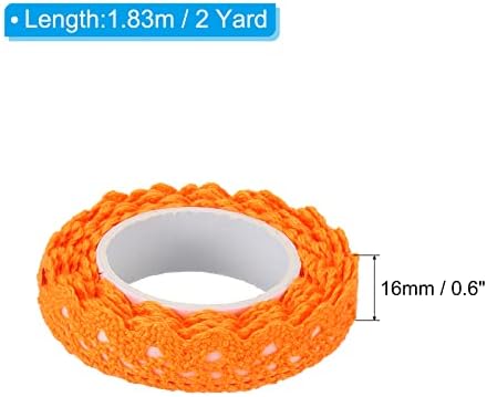 PATIKIL 0.6" Wide 2 Yards Self-Adhesive Lace Tape Lace Ribbon, 3 Pack Cotton Washi Trim Stickers Masking for Craft Scrapbooking DIY Card Making, Orange