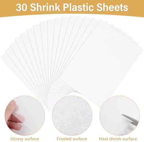 161 Pcs Shrink Paper Keychain Kit,30 Shrink Plastic Sheets for Kids