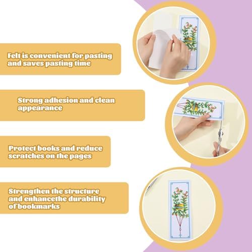 ORIGACH 6 Set Green Plants Cross Stitch Bookmark Kit for Beginner with Backing Felt Floss Instructions DIY Stamped Embroidery Bookmark Kit for Adults, Book Lovers