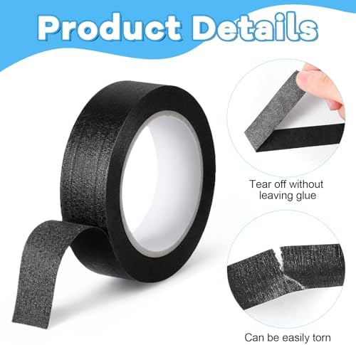Ymapinc 3 Rolls Black Washi Tape Set 33Yds, 0.59Inx11Yds Thin Craft Masking Scrapbooking Tape, Decorative Tapes Pack, Washi Tapes for Scrapbooking/Book/DIY Craft/Journal/Gift Wrapping Art
