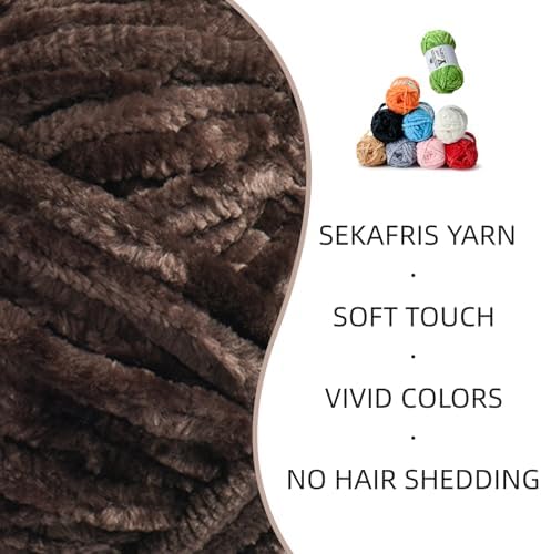 Chenille Crochet Coffee Yarn 2 Pack