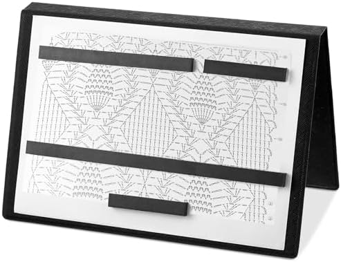 Flutesan 2 Pcs Knitting Pattern Holder, Fold up Cross Stitch Knitting Chart Keeper with Replacement Magnets, Magnetic Cross Stitch Accessories (Folded Size 6.1 x 9 Inch,Black)