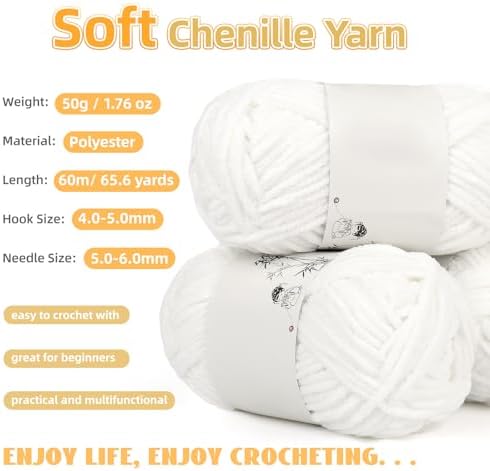 Aeelike Crochet Blanket Kit for Beginners, Easy Soft Crochet Kit, White