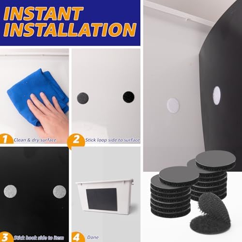 160pcs (80 Pairs) 0.98" Diameter Self Adhesive Dots Black, Hook & Loop Dots Sticky Back Coins for School, Classroom, Office, Home, Mounting, Arts and Crafts