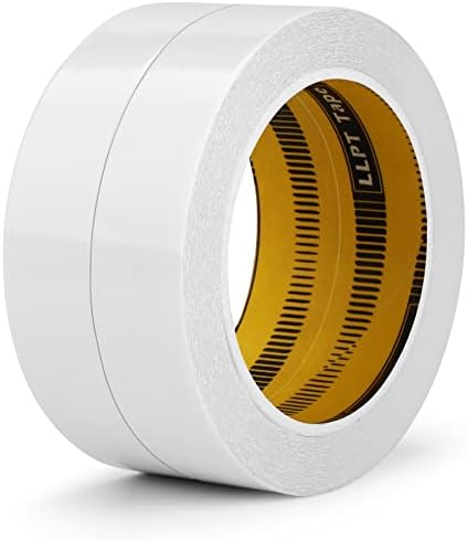 LLPT Double Sided Tape 1" x 50 Ft, White, 2 Pack