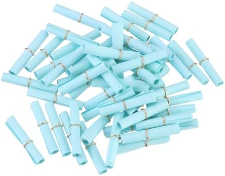 MECCANIXITY Mini Vintage Message Scrolls, 100pcs Valentine & Party Wish Paper Roll, Light Blue