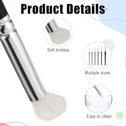 6 Piece Dry Brush Set for Miniature Painting, Professional Round Tip Art Brushes for Models Acrylic Oil, Various Sizes with Wood Handle for Detailing Blending and Texturing