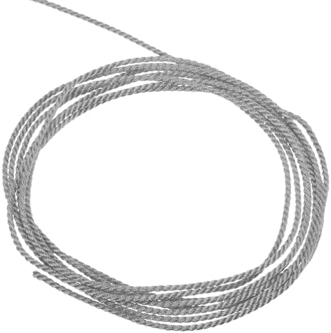 MECCANIXITY Twisted Cord Trim, 11 Yard 1.5mm 3-Ply Twine Braided Rope Shiny Thread String for Craft Gift Bag Curtain Christmas Decor, Silver Grey - 10m