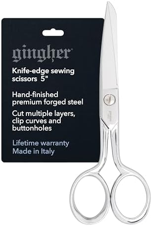 Gingher 5" Straight Fabric Scissors for Cutting Curves & Buttonholes