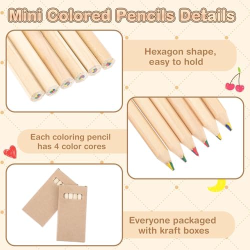 Ctosree 24 Packs Mini Colored Pencils Bulk Coloring Pencil in Boxes Back to School Gifts for Students Kids Classroom Rewards, Party Favor, Goodie Bag Fillers, 6 Per Pack (Rainbow,3.5'')