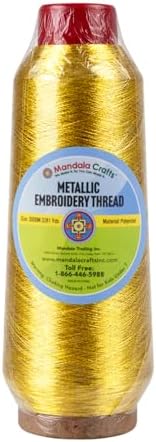 Mandala Crafts Metallic Dijon Gold Embroidery Floss for Sewing, 3281 Yard Spool