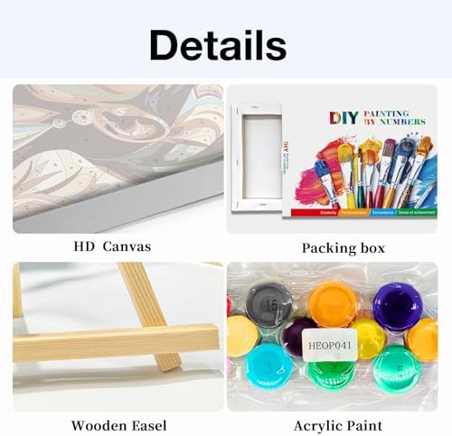 HeeBenor Paint by Numbers Kit for Adults Framed, Black Women Paint by Number with Easel, DIY Acrylic Black Woman Oil Painting Kit, Adult Paint by Number Kits Framed Canvas 8x12 Inch