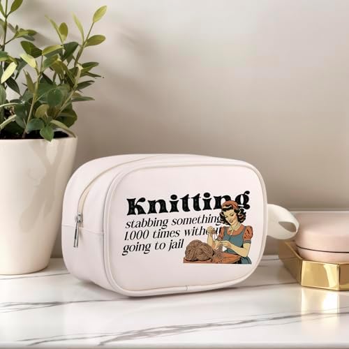 WCGXKO Funny Knitting Clear Makeup Bag Knitting Mom Gift Needle Worker Gift for Knitter (Knitting Cbag)