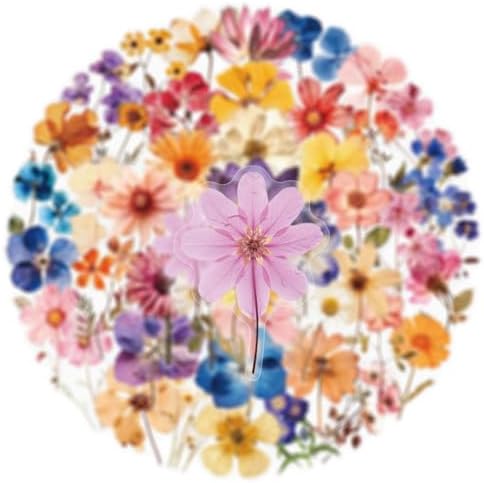 50PCS Transparent Flora Scrapbook Stickers, Vintage Aesthetic Flowers Sticker for Scrapbooks Travel Journal, Vinyl Waterproof for Water Bottles Laptop Phone Scrapbook Supplies DIY Crafts, (Flower-C)