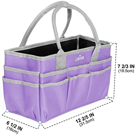 JJRING 600D Nylon Craft & Art Organizer Tote Bag With Pockets, Purple