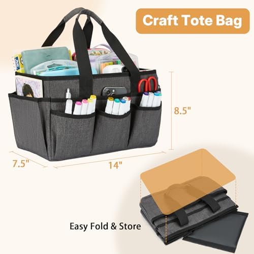 Craft Organizer Tote Bag, Art Storage Caddy with Multiple Pockets