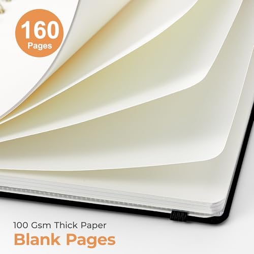 AHGXG Blank Journal Notebook, 160 Pages, A5 Medium Size (5.7'' x 8.3'')