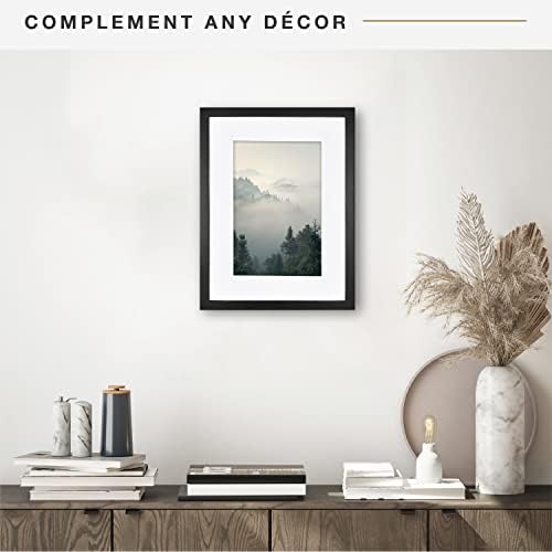 MCS Gallery Wooden Frame, 12x16 Matted to 8x12, Black