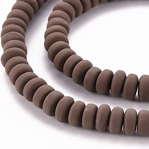 Beadthoven 10 Strands 6mm Vinyl Clay Heishi Beads Saddle Brown Rondelle Flat Round Disc Polymer Clay Beads Loose Handmade Spacers for DIY Necklace Surfer Bracelet Jewelry Making Supplies 3mm Thick