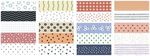 YUBBAEX 20 Rolls Basic Patterns Washi Tape Set Skinny Masking Creative Decorative Tapes, Designer's Selection (Collection 1-Vibrancy)