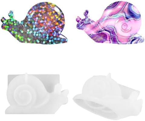 2 Pack Animal Silicone Molds, Snail Resin Molds with Realistic Snail Shapes, 3D Lifelike Silicone Molds for Resin Casting, DIY Crafts Halloween Home Wall Desktop Decor (Snail)
