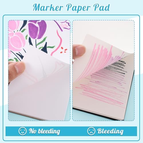 Marker Paper Pad 8.3 × 8.9 in, 50 Sheets, 120gsm, Spiral Bound | Bleed-Resistant Coated Paper, Acid-Free, Smooth for Alcohol Markers, Tear-Off Pages, Flat-Lay Spiral Design