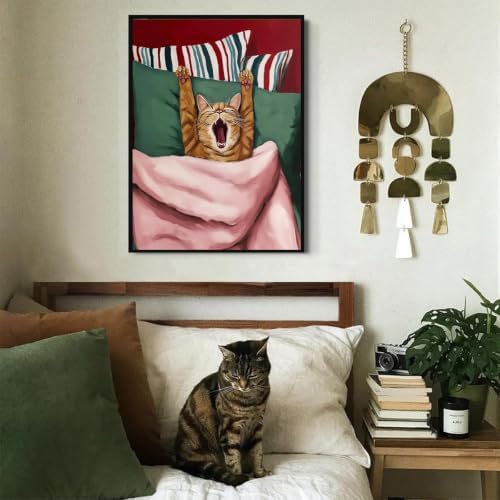 GEWOUVIN A Yawning Cat Diamond Art Kits for Adults, Diamond Painting Kit Adults for Beginners, Round 5D DIY Dimond Art,Full Drill Painting Kit Art and Crafts for Adults Home Wall Decor【11.8x15.7inch】