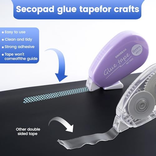 4 Pack Double Sided Tape Roller, Scrapbook Supplies, Glue Tape Roller for Crafts, Double-Sided Adhesive Tape Runner for Scrapbooking, School Office Journaling Supplies (5805-1（full color）, 4 Pack)