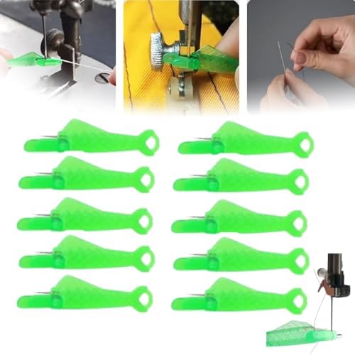 Sewing Machine Needle Threader - 2024 New Quick DIY Hand Threader, Upgraded Automatic (Green, 10 Pcs)