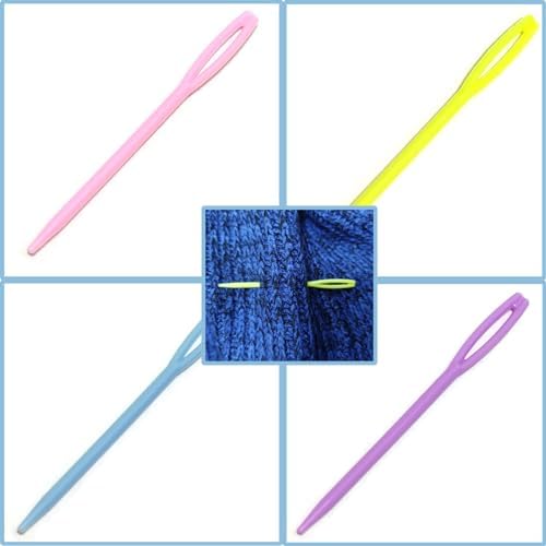 52Pcs 2.7 "Large Eye Plastic Sewing Needles,Learning Needles,Yarn Needles Darning Needle Tapestry Needles,Safety Plastic Lacing Needles for DIY Sewing Handmade Crafts,4 Colors