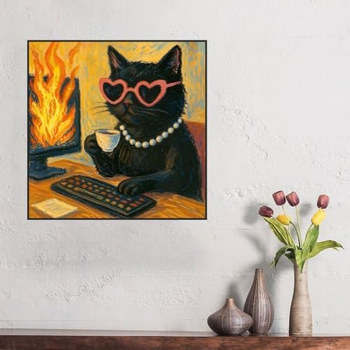 WNPOKN Cat Diamond Art Kits for Adults 14 x 14inch