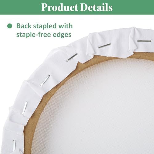 10 PCS Round Canvas Boards for Painting 8 Inch Circle Canvas Panel Round Stretched Canvas Blank Canvas White Round Paint Canvas for Oil, Acrylic, Gouache, Crafts