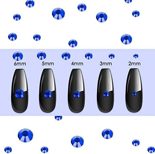 Canvalite 1500PCS Blue Rhinestones Flat Back Gems, Nail Rhinestones Nail Art Gems with Pick Up Tweezers and Rhinestone Picker Dotting Pen, Nail Art Tools for Nails, Clothes, Face, Craft…