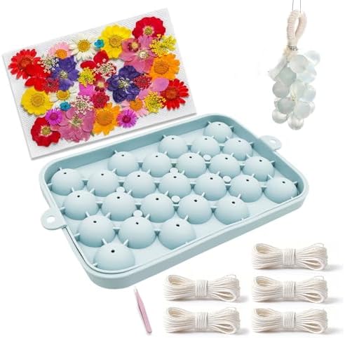 DIY Soap Making Kit, Silicone Grape Soap Mold with Cotton Rope, Dried Flowers & Tweezers, Exquisite Mold for Handmade Grape Soap Making Gift & Home Decor