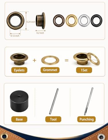 Moofey 3mm Leather Grommet Kit, 420 PCS Eyelets and Grommets with 3 Tools