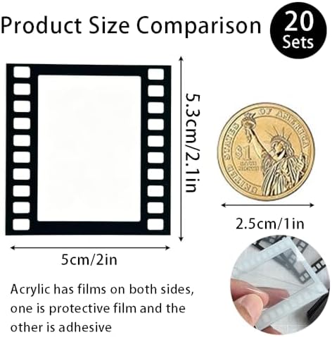 Ouliget DIY Fridge Magnet Craft Set,Blank Clear Acrylic Decorative Fridge Magnets with Adhesive Backing for Office Classroom Cabinets Kitchen,20 Pieces, Film Shape