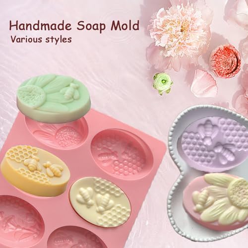 3 Pack Upgraded Bee Mold,Silicone Molds for Soap Making Great for Handmade Soap,Lotion Bars,Beeswax,Biscuit,Chocolate,Moon Cake