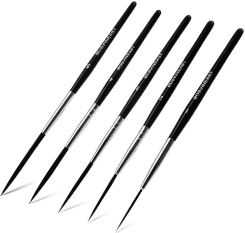Rigger Liner Brushes for Painting, 5PCS Long Fine Detail Paint Brush Set, Script Liner and Pinstriping Brushes for Watercolor, Acrylic, Gouache, Lettering, Outlining and Miniature Art