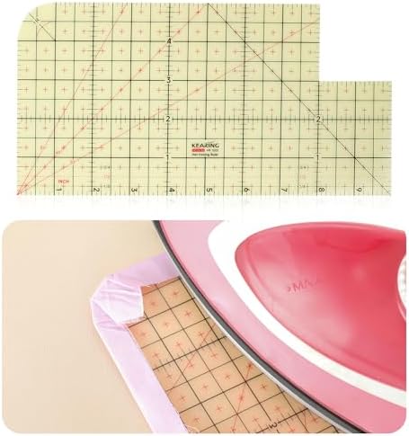 Thin Hot Hem Ruler Rounded Corner Ironing Ruler for Pocket All-in-one Ruler for Sewing Quilting Heat Resistant Non-Slip Hot Ruler Efficient Precise Sewing Tool Seam Guide 10X5inch