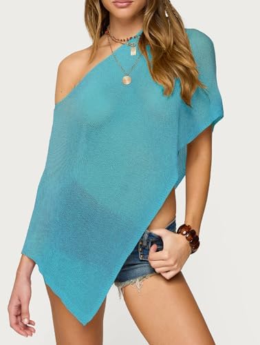 Women Knit Poncho Top Sheer Crochet Shawl Cover Up